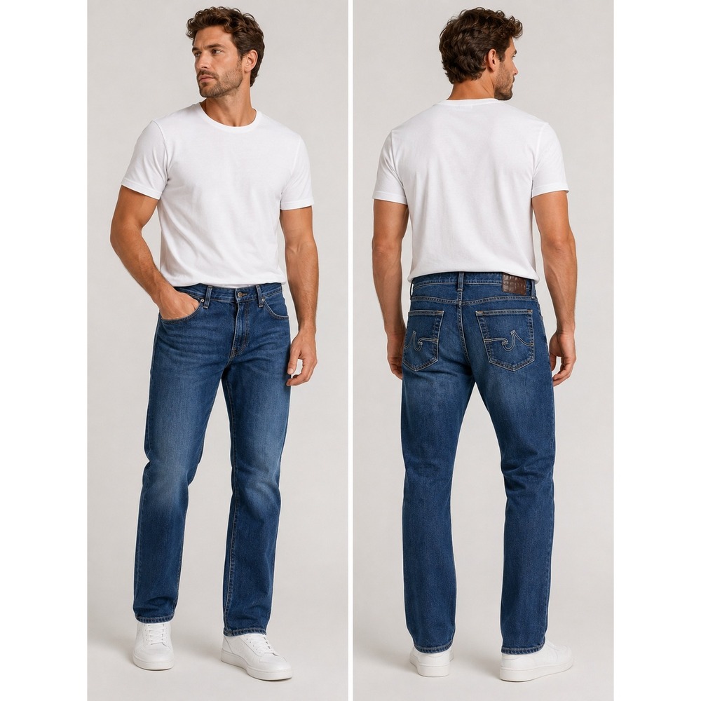 AG Adriano Goldschmied Everett Jeans 36x32 Blue Slim Straight Japanese Fabric